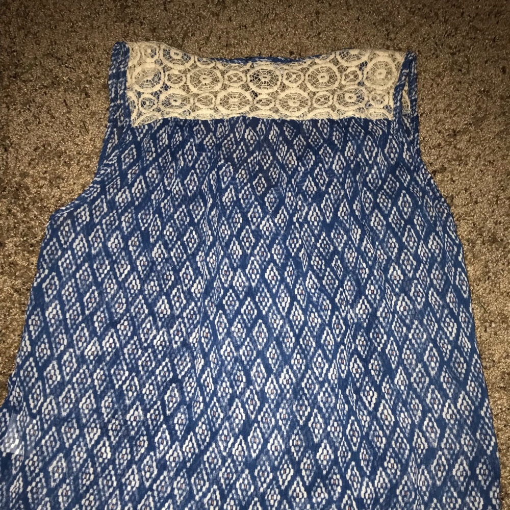 Blouse blue and cream